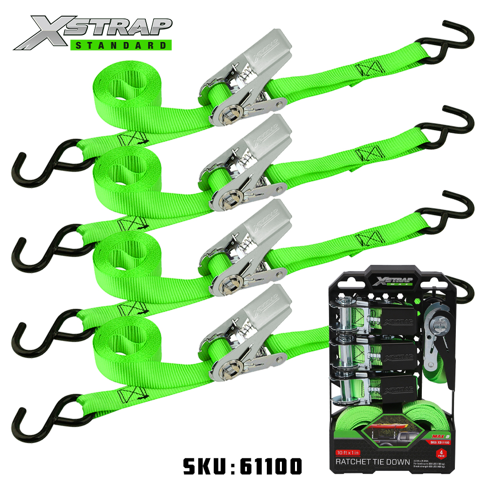 Xstrap 61100 1” x 15’ 4PK Ratchet Tie Down 500 lb SWL