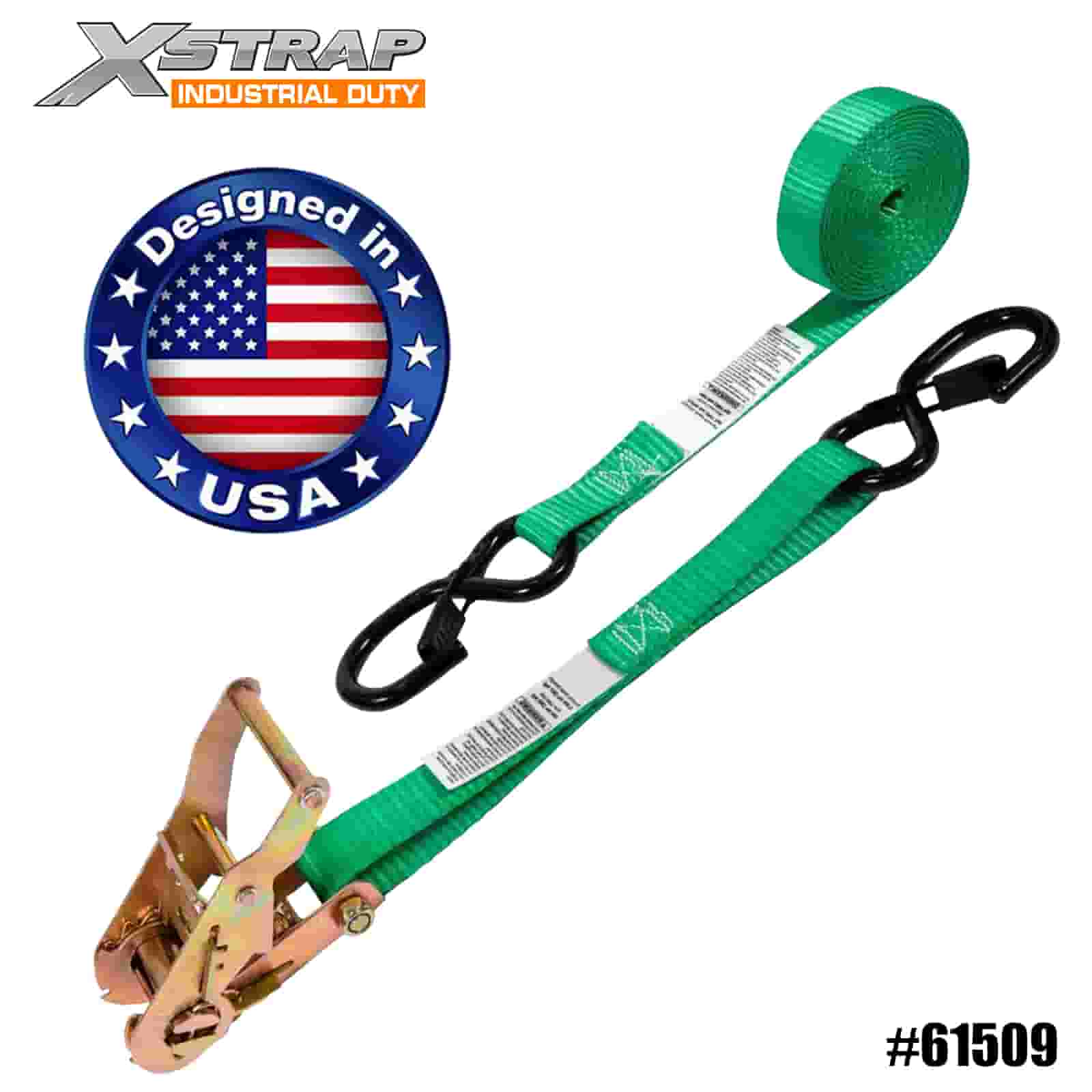 Xstrap 61509 1” x 15’ 4PK traka s čegrtaljkom sa sigurnosnim S kukama 400 lb SWL