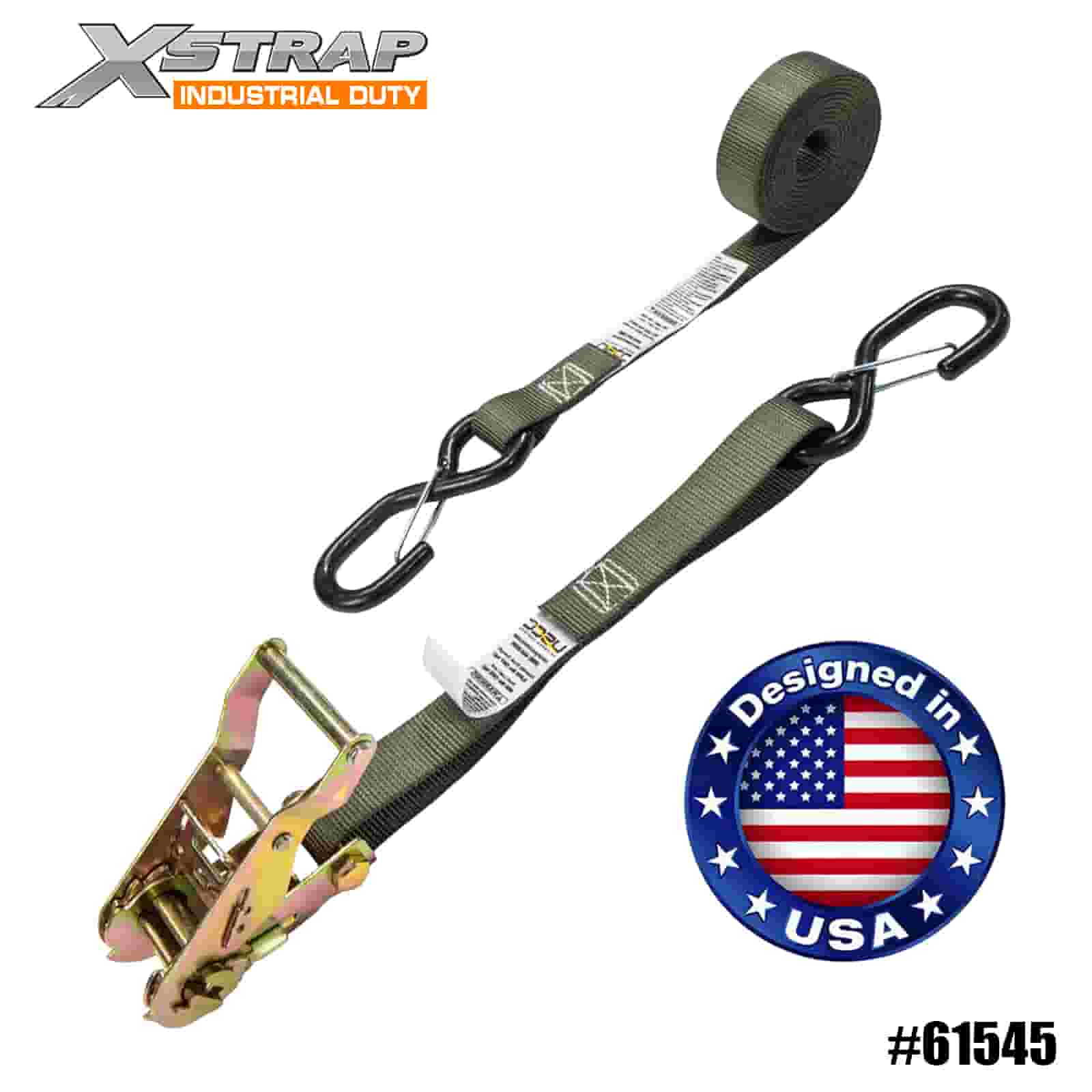 Xstrap 61545 4PK 1” x 8’ traka s čegrtaljkom sa sigurnosnim S kukama obloženim vinilom 833 lb SWL