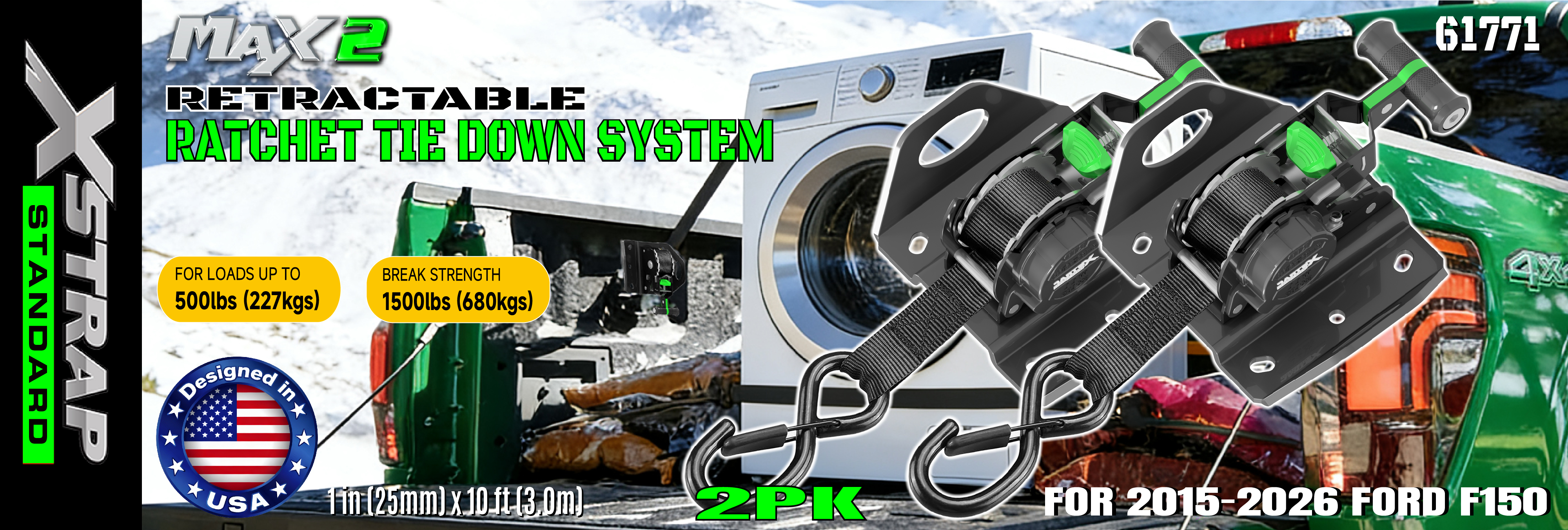 Xstrap 61771 uvlačne trake s čegrtaljkom odgovaraju F150 automobilskim dodacima 500LB SWL