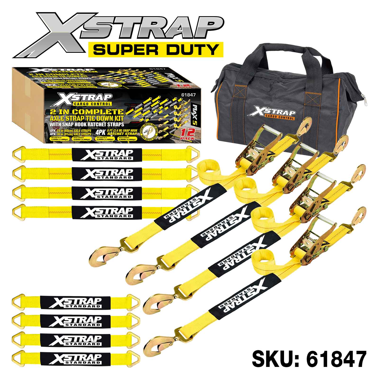 Xstrap 61847 12PK 2 inča Kompletan Alex Strap Tie Down Kit 3300 lb SWL