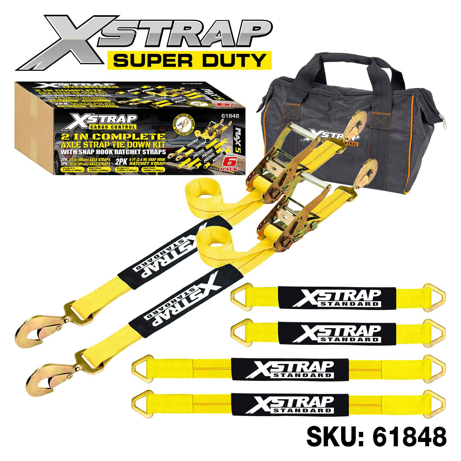 Xstrap 61848 6PK 2 inča Kompletan Alex Strap Tie Down Kit 3300 lb SWL