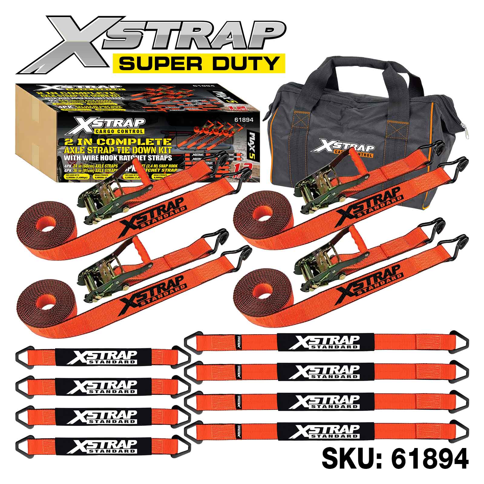 Xstrap 61894 12PK 2 inča Kompletan Alex Strap Tie Down Kit 3300 lb SWL