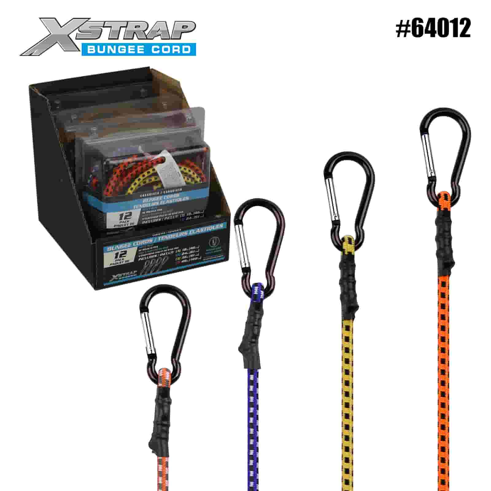 Xstrap 64012 12PK Brave s opružnim vratima Sigurne bungee užadi 8 mm x 18”/24” /36”/ 48” 88-110 lbs SWL
